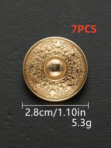 7pcs Vintage Engraved Round Metal Hand Sew Buttons, Embossed Pattern Decorative Sewing Buttons For Suit Coat Jacket Garment DIY Accessories - Multicolor - View 27