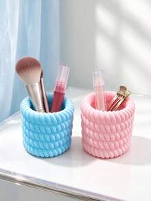Ins Style Twisted Rope Braided Storage Tube, Rounded 3D Spiral Texture, Fresh Texture, Suitable For Makeup Brushes, Eyebrow Pencils, Unique Design, Exquisite Storage Item For Bathroom Vanity - Multicolor - View 2