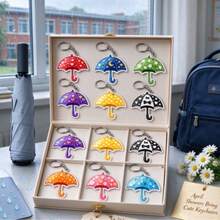 [2D Flat] Keyring Pas [2D FLAT] 9pcs Cute Colorful Pattern Umbrella Acrylic Keychain Pendant Bag Charm Key Chain Decoration Gift, Christmas Gift, Thanksgiving Gift - Multicolor - View 1