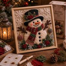 Christmas 3D Fabric Punch Needle Embroidery Art Kit, Adult Use, Framed No-Sew DIY Handmade, No Glue Included, Textured Scalloped Edge Fabric, Complete Holiday Art Set, Suitable For Mantel, Shelf, Wall And Home Decor - A - View 16