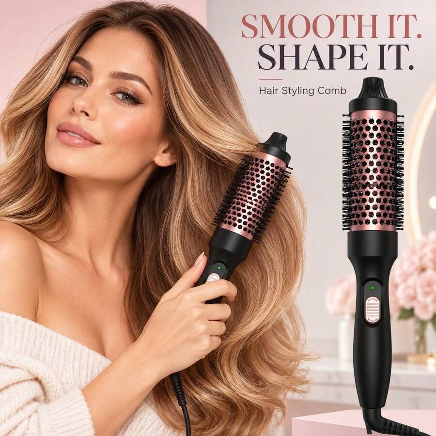 2026 Upgraded Multifunctional Rotating Hair Straightener & Hot Styler - Ionic Curling Iron & Straightener, Wet/Dry Blow Dryer Brush