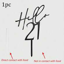 1pc/3pcs/5pcs Black Acrylic "Hello" Age 18/30/40/50/60 Personalized Birthday Cake Topper, Suitable For Birthday Party Cake Decoration - Multicolor - View 20