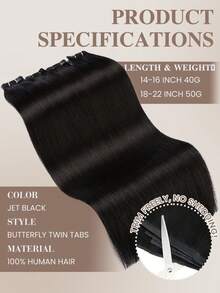 Ink Black Hole Weft Human Hair Extensions Straight Hair Double Label Butterfly Weft Natural Invisible Hole Weft Micro Ring Human Hair Extensions Seamless PU Tape Hair Extensions - Natural Black - View 2