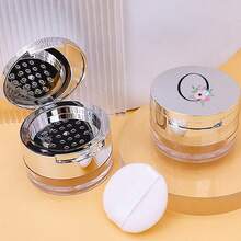 Makeup Organizer Portable Empty Loose Powder Container Refillable Cosmetic Sifter Box With Built In Mirror Travel Compact Makeup Case Ideal Gift For Girls Initial Name Flower And Black 26 Letters Pattern - Silver - View 26