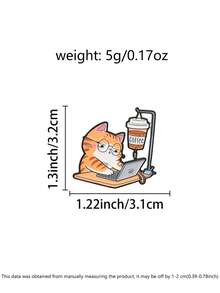 Funny Coffee IV Drip Cat Enamel Pin, Cartoon Workaholic Orange Cat ...