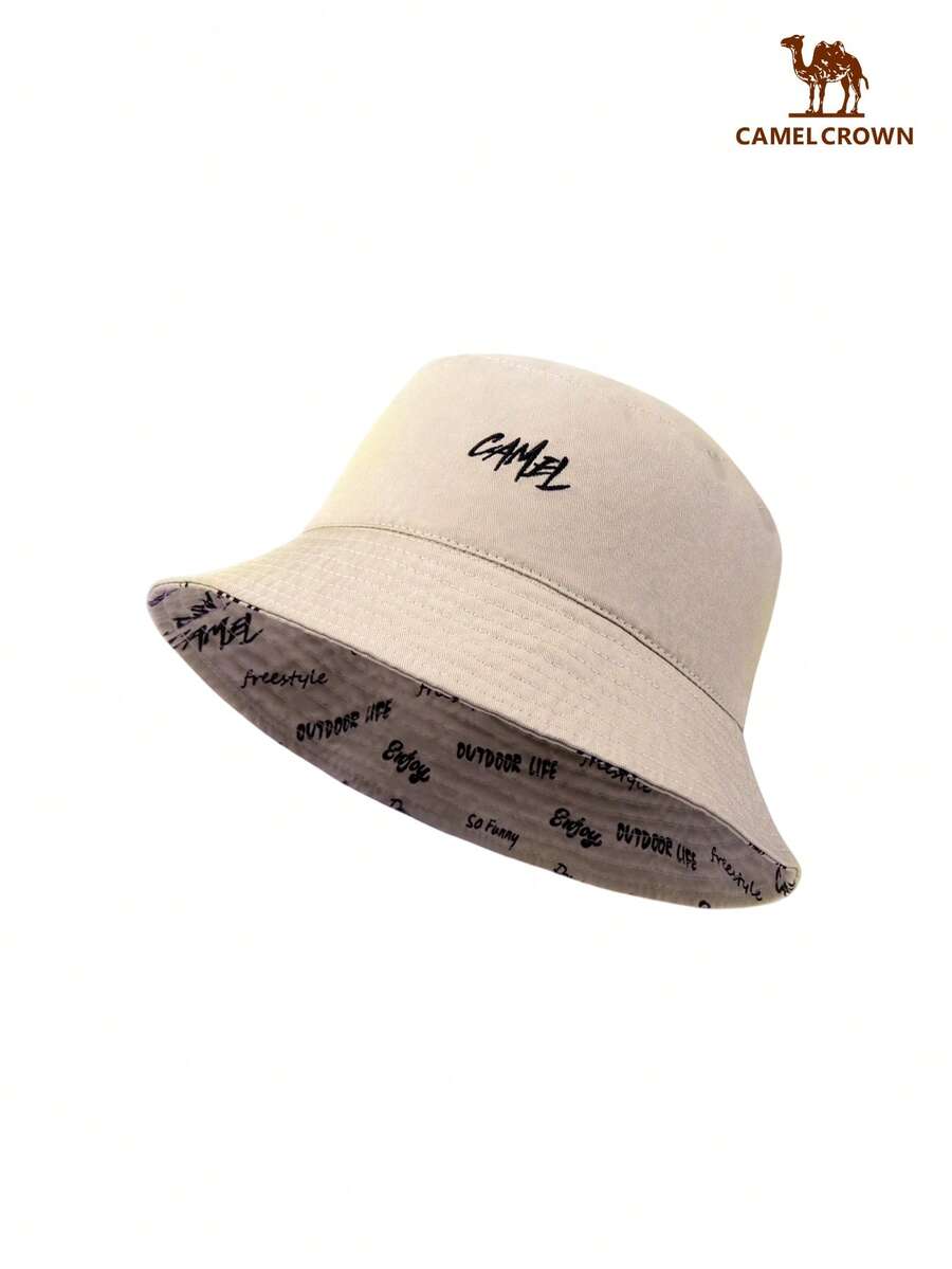 Japanese Style Reversible Bucket Hat, Unisex Casual Sun Hat, Large Head Circumference, Multi-Functional Bucket Hat For Men And Women, Suitable For Bald Heads - Apricot - View 1