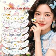 3/2/1pc Random Colorful Floral Face Tattoos; Fresh And Dainty Flower And Butterfly Temporary Tattoo Stickers - Multicolor - View 13
