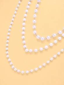 1pc Tassel Shoulder Chain, Personalized High-End Multi-Layer Pearl Body Chain, Party Accessory - Multi-story - View 7
