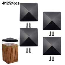 Modern Sleek Black Pyramid Plastic Post Caps 4Pcs For 4x4 Fence Posts - Black - View 1