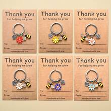 New Thank You English Greeting Card Bee Daisy Keychain Set Overseas Holiday Small Gift - Multicolor - View 9