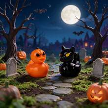 1/10/20/50pcs Mini Halloween Duck Figurines, Pumpkin & Grim Reaper Skeleton Mini Statues, Halloween Party Favors, Classroom Rewards, Desktop, Car Window Micro Landscape Decor - A - View 8