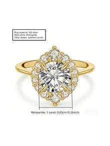 KAHOOT A Luxurious 925 Silver Ring Featuring A 1-Carat Moissanite; Unisex Design Suitable For Daily Wear, Parties, Or Gifting. - Gold - View 10