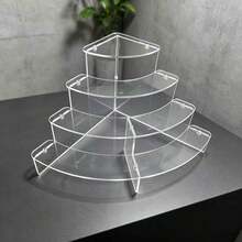1pc Transparent Acrylic Fan-Shaped Tiered Display Stand, 3-Tier/4-Tier Optional, Multi-Layer Step Display Rack For Jewelry, Figurines, Collectibles, Detachable Acrylic Display Storage Shelf - 4-tier Fan-shaped Display Rack - View 6