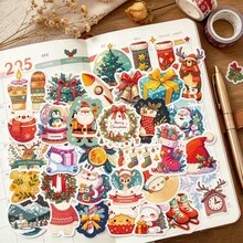 somoving 50 buah Stiker Grafiti Kartun Tema Natal, Stiker Dekoratif Santa Claus & Rusa Kutub - MultiWarna - View 5