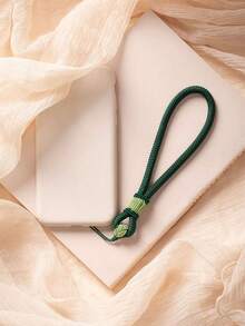 1pc Dragon Scale Pattern Phone Lanyard, Handmade Braided Short Rope, Decorative Accessory Lanyard, Bag Camera Keychain Wrist Strap, Thick Thread Head Resistant To Breaking, Suitable For Daily Wear - Dark Green - View 3