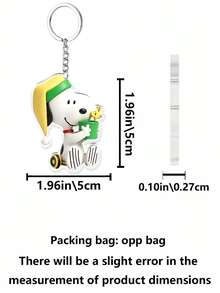 MASSDI Cartoon With Nightcap And Mug Acrylic Key Charm, Lightweight Portable Bag & Car Key Accessory, Precision Die-Cut Craft, Glossy Transparent Surface, Durable Metal Keyring, Soft Casual Fashion Ornament - Keychain - View 3