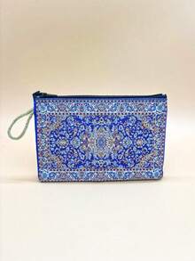 Vintage Style Gold Thread Embroidered Zipper Wallet, Suitable For Daily Use, Size 4*6 Inches, Women's Wallet, Mini Wallet, Coin Purse, Travel Wallet, Wristlet, Suitable For Specific Holiday Gifts - Multicolor - View 11