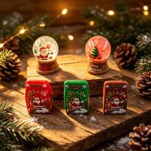 5pcs 1:12 Scale Santa Claus Decorations, Dollhouse Christmas Miniature Model Set, Mini Snow Globe Christmas Gift Box, Desktop DIY Craft Accessories Miniature Collectibles, Holiday Scene Decor, Christmas Gift - Snow Globe Ornament - View 3