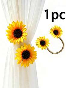 1pc/2pcs/4pcs Flexible Sunflower Curtain Clips, No-Drill Curtain Fixing Clips, Suitable For Thick Curtains, Sheer Curtains, Bedroom, Living Room, Patio Use - Sunflower - View 11