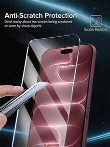 1片裝絲網印刷HD鋼化玻璃螢幕保護貼，相容 iPhone 18 Pro Max/17/18/11/12/13/14/15/16 Pro Max/Plus/X/XS/XR/16E/Air 系列，超清晰顯示、9H 硬度、防刮、防碎、防塵、易安裝 - 無色 - 查看 4