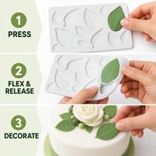 3D Leaf Rose Silicone Mold Non-Stick Fondant Candy Chocolate Baking Tool For Wedding Cake Decoration DIY,3D Mini Rose Leaf Silicone Fondant Mold - Light Grey - View 4