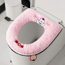 1pc Zippered Toilet Seat Cover, Thickened Fleece Toilet Seat Pad For Home Bathroom, All Season Universal, Winter Toilet Seat Cover - Multicolor - View 13