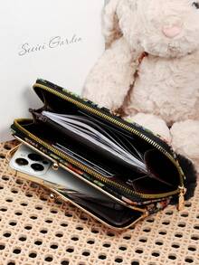 Fashion Printed Long Wallet With A Pom-Pom Charm, Equipped With A Credit Card Holder And A Mobile Wallet For Women, Suitable For Outdoor Use - Multicolor - View 8