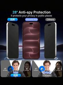 2Pcs Full-Coverage Matte Privacy Screen Protectors Made Of Matte Ceramic Material. Compatible With IPhone 18 Pro Max/18 Pro/17 Pro Max/17 Air/17 Pro/16 Pro Max/16 Pro/15 Pro Max/17/16/15/14/13/12/11/X Series And Other Models. These Soft, Matte, Anti-Spy Films Are Scratch-Resistant And Fingerprint-Proof-An Essential Screen Protector For Daily Office Use. - Black - View 2