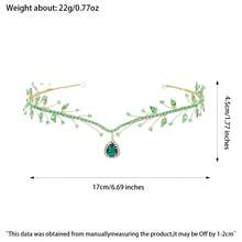 1pc Emerald Green Crystal & Rhinestone Pendant Headband Gold Wire Princess Tiara Crown Bridal Wedding Party Hair Accessories - Green - View 10