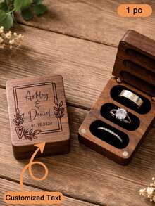 3-Layer Flip-Top Wooden Ring Box, Customized Wedding Ring Box, Engagement Ring Box, Ring Bearer Ring Box, Heirloom Ring Box, 3-Slot Ring Box - Multicolor - View 1