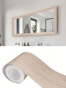 1pc Wood Grain Waterproof Sticker, Self-Adhesive Removable Wallpaper, Suitable For Mirror Frames, Cabinets, Furniture, Walls And Bedroom Decor DIY - Multicolor - View 10