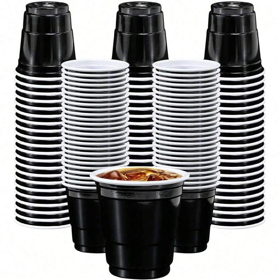 Multi-Size Options 2oz Reusable Black Bullet Cups, Mini Cups For Party Interactive Games, Multi-Purpose, Suitable For Liquor, Cocktail, Wine, Juice, Also Can Be Used As Seasoning Cups, Snack Tasting Cups, Fits Various Party And Gathering Events - Black - View 1