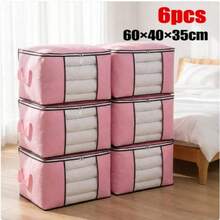 6 Pack 90L Storage Bags Zipped For Clothes, Bedding, Toys, Packing Moving Boxes - A - View 1