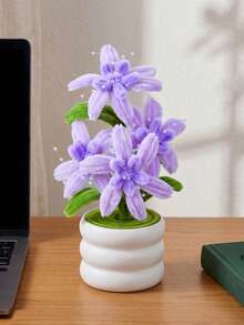 1PC Charming Purple Crystal Like Artificial Flower Potted Plant Faux Flower Festival Bouquet Gift Wedding Party Home Office Desktop Decor Ornament - Purple - View 6