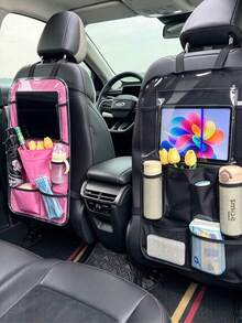 1pc Multi-Pocket Car Seat Back Organizer, Transparent Window & Mesh Pocket Design, Can Store Tablet, Drinks And Small Items, Car Seat Back Storage Bag, Car Essentials, Women's Car Accessories, Brown Car Accessories, Suitable For Road Trips And Daily Driving - Multicolor - View 10