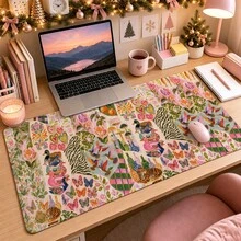 1 buah Alas Meja Kolase Bunga dan Hewan Boho Vintage, Pelindung Meja Rias Serbaguna, Alas Seni Kuku, Alas Mouse Desktop Besar untuk Wanita, Kamar Tidur & Kantor, S/M/L/XL - View 13
