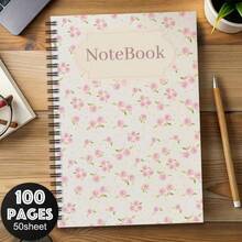 1pc [2D] Flat Spiral Notebooks, A5 Wire-Bound Notebooks With Floral Fresh Literary Covers, Daily Inspirational Quote, Back-To-School Gift For Students, Classroom Notes And Journaling Suitable For Back-To-School Season, Student Notebooks - One Book (50 Pages, 100 Pages) - View 3