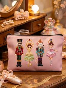 2D Christmas Theme Nutcracker Makeup Bag, Includes Christmas Ballet And Other Elements, Holiday Gift Bag, Toiletry Bag, Multi-Functional Bag, Suitable For Commuting, Back To School, Travel, And Other Occasions (2D Printed Pattern) - Multicolor - View 9