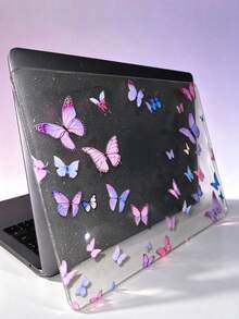 Sparkly Glitter Clear Butterfly Print Laptop Hard Case Compatible With MacBook Air 13/15 Pro14/16, Slim Shock Resistant Notebook Protective Cover - View 11