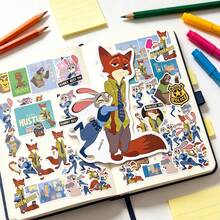 Disney 50pcs Vibrant Cartoon Illustration Sticker Pack, Rich And Diverse Patterns, Suitable For Phone Case, Notebook, Skateboard Decoration, Scrapbook Collage Creation, Party Small Decoration, Creative Small Gift Between Friends. - Multicolor - View 5