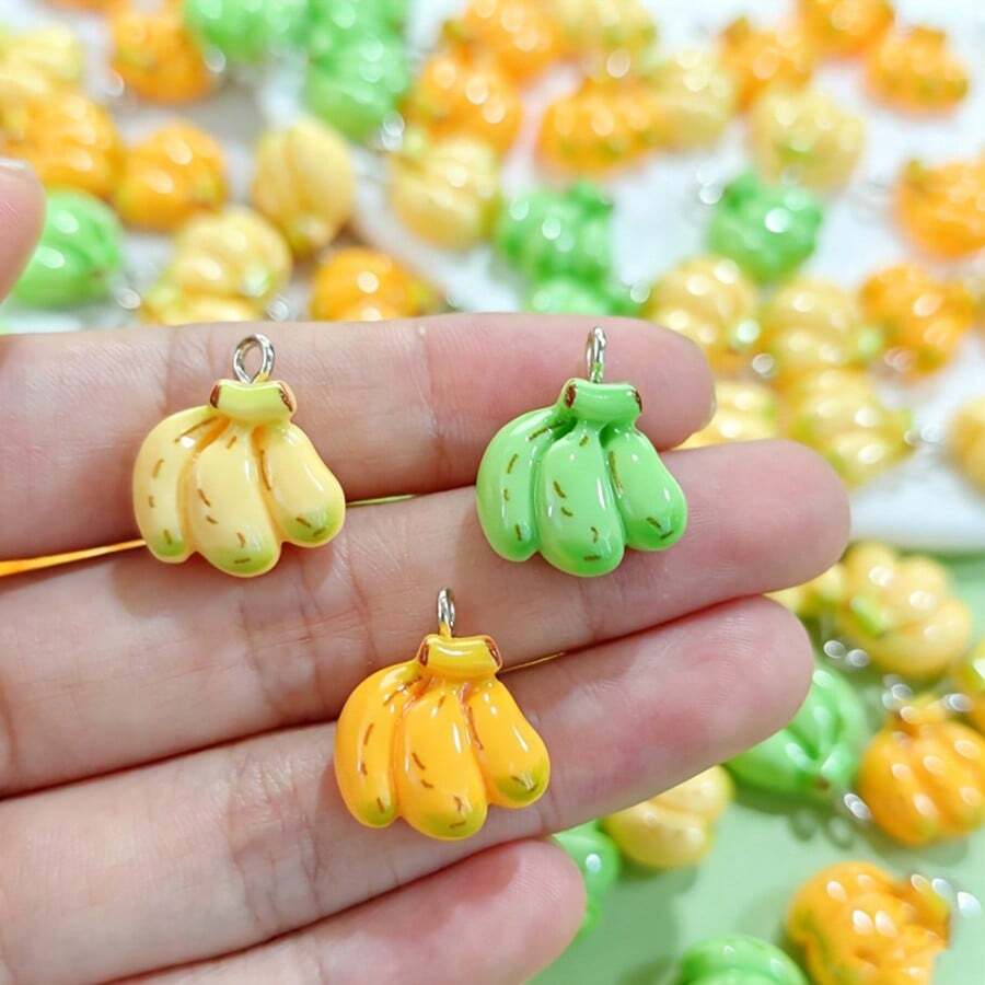 10pcs Cute Raw & Ripe Banana Resin Pendants, Banana Resin Charms, DIY Earrings Bag Pendant Parts - Random Color - Banana Pendant Mix - View 1