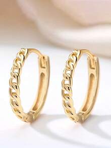 1 Pair Charming Earrings Suitable For Wedding, Engagement, Anniversary, Party, Valentine's Day Gift - Yellow Gold - View 2