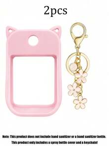 2pcs/1pc/Set (30ml) Hand Sanitizer Spray Protective Cover, 26 Flower & Letter Pearl Decor Spray Bottle Charm, Silicone Mouse Ear Shaped Spray Bottle Anti-Fall Protective Case, Perfume Bottle, Travel Bottles - Pink - View 26