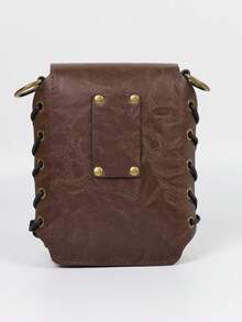 1pc Medieval Leather Waist Bag, Crossbody Or Waist-Worn Vintage Multi-Function Storage Pouch, Renaissance LARP Costume Accessory, Unisex Halloween Cosplay Supplies - ZSJ - View 6