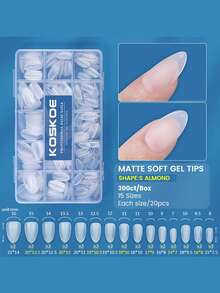 KOSKOE 300Pcs Full Matte Full‑Cover Nail Tips 15 Sizes Pre‑Buff Artificial Fake Nails Ultra‑Thin Quick Extension Press‑On Nails For Salon & DIY Manicure - Clear - View 11
