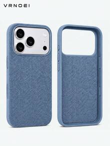VRNOEI 奢華深藍色科技編織磁吸手機殼，相容 iPhone 17 Pro 16 15 14 13 17 Pro Max，高品質無線充電磁吸設計，金屬質感按鈕 - 遠峰藍 - 查看 2