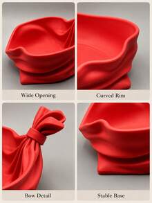 1pc Vintage Red Pleated Decorative Tray, 3D Printed Plastic Material, Suitable For Holding Candy, Christmas Decorations, Jewelry, Keys, Aromatherapy Supplies, Applicable For Kitchen Countertop, Entryway, Vanity (Non-Food Contact) - Multicolor - View 7