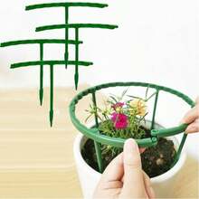Plastic Plant Support Stand, Semi-Circular Pot Support Ring With Soil Fixing Rod, Detachable Modular Flower Support Rack, Adjustable Height With Stackable Design, Suitable For Indoor Potted Plants, Balcony Flowers, Greenhouse Plants, Garden Greenery And Outdoor Planting, Can Be Used To Support Kalanchoe, Peony, Rose, Lily, Hydrangea, Orchid And Small Climbing Plants - A - View 3