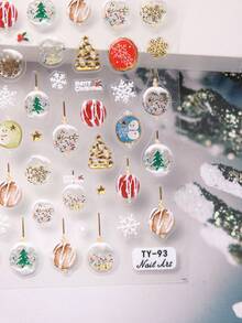 1件 5D 浮雕聖誕美甲貼紙，金色聖誕樹、聖誕裝飾球、雪花與雪人自黏式美甲貼花，奢華冬季凸起美甲裝飾，適用 DIY 美甲與美甲沙龍 - 彩色 - 查看 6