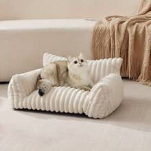 Cute Pet Cat Sofa - Made Of Premium Soft Corduroy Fluffy Material, Plush Cat Bed For Indoor Cats, Sturdy Support Without Collapsing - Multicolor - View 9